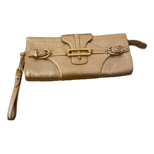 Pre-owned Jimmy Choo Leather Clutch Bag In Gold