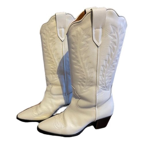 Pre-owned Paris Texas Leather Cowboy Boots In White