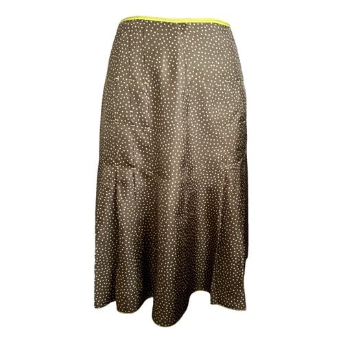 Pre-owned Paule Ka Silk Mid-length Skirt In Camel