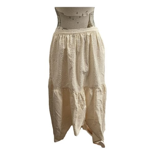 Pre-owned Maje Maxi Skirt In Ecru