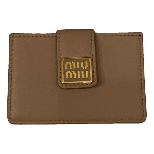 Pre-owned Miu Miu Leather Wallet In Beige