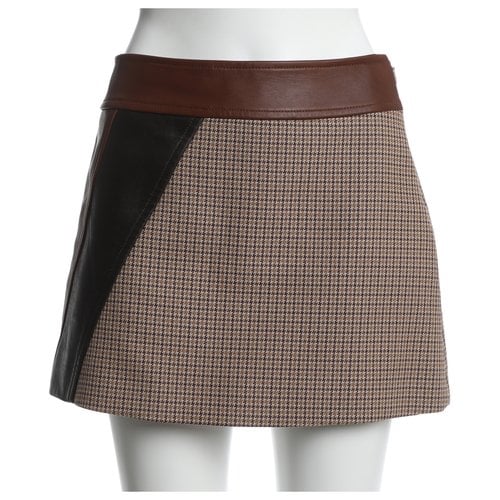 Pre-owned Miu Miu Leather Mini Skirt In Brown