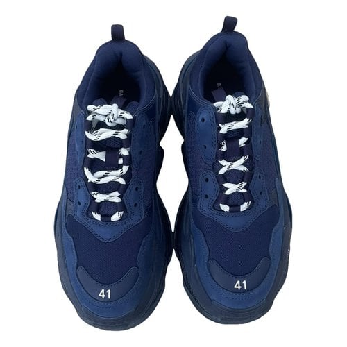 Pre-owned Balenciaga Triple S Low Trainers In Blue