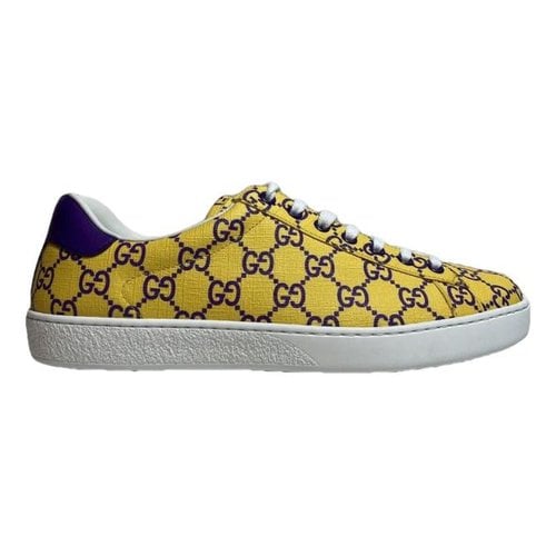 Pre-owned Gucci Leather Low Trainers In Yellow