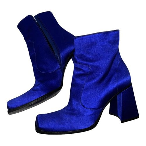 Pre-owned Maison Margiela Cloth Boots In Blue