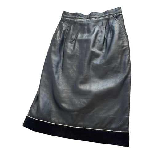 Pre-owned Balenciaga Leather Mini Skirt In Black