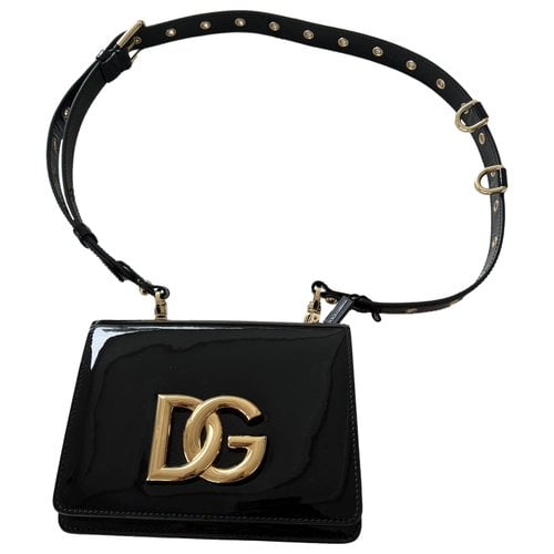 Pre-owned Dolce & Gabbana Patent Leather Crossbody Bag In Black