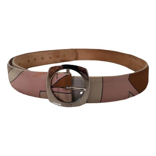 Pre-owned Emilio Pucci Leather Belt In Beige