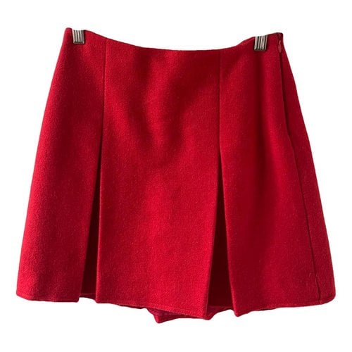 Pre-owned Miu Miu Wool Mini Skirt In Red
