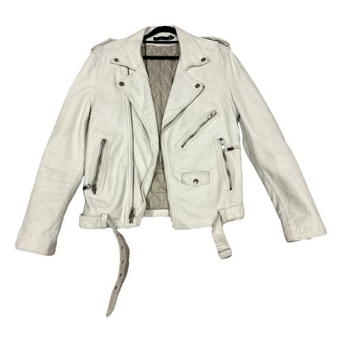 Pre-owned Blk Dnm Leather Jacket In White
