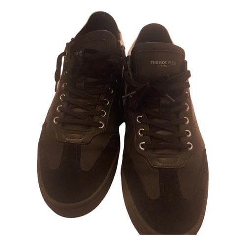 Pre-owned The Kooples Fall Winter 2019 Leather Low Trainers In Black