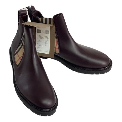 Pre-owned Burberry Leather Boots In Burgundy