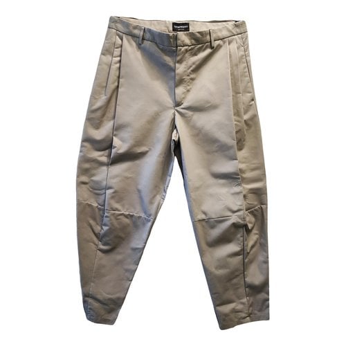 Pre-owned Emporio Armani Leather Trousers In Beige