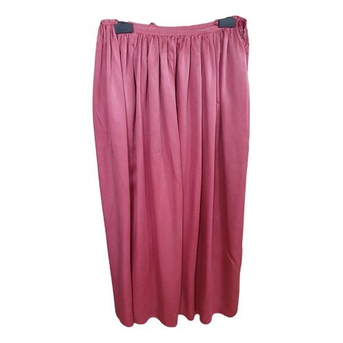 Pre-owned Pomandère Silk Mid-length Skirt In Burgundy