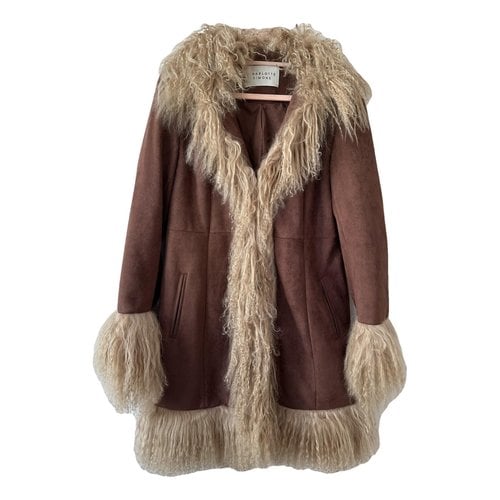 Pre-owned Charlotte Simone Faux Fur Coat In Camel