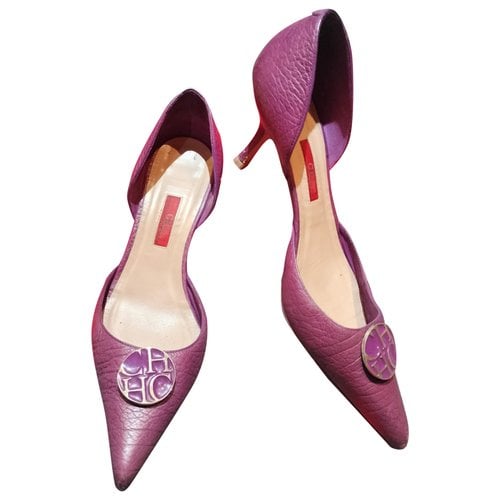 Pre-owned Carolina Herrera Leather Heels In Purple