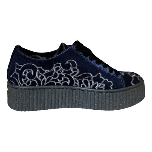 Pre-owned Pinko Velvet Trainers In Blue