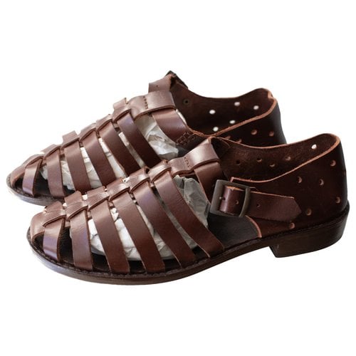Pre-owned Preen Leather Sandal In Brown