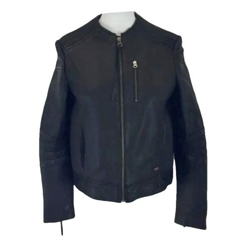 Pre-owned Levi's Leather Biker Jacket In Black