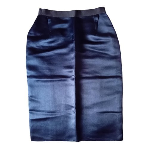 Pre-owned Lanvin Silk Mid-length Skirt In Navy