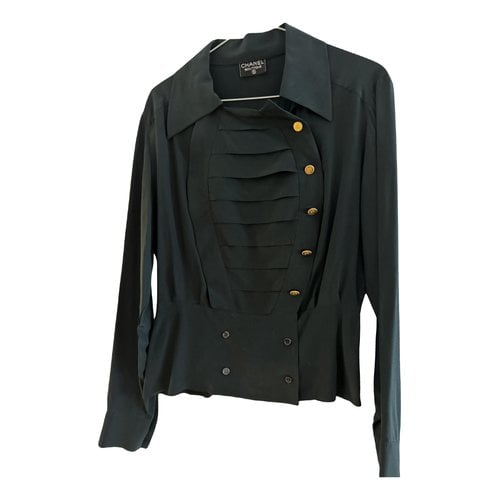 Pre-owned Chanel Silk Biker Jacket In Black