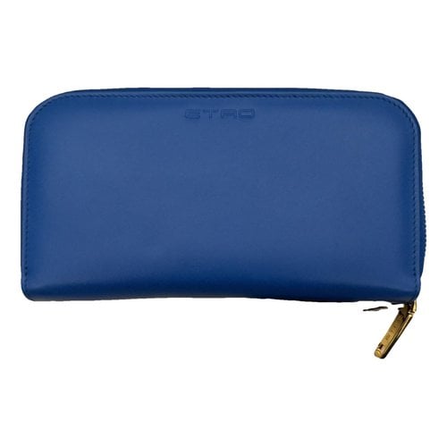 Pre-owned Etro Leather Wallet In Blue