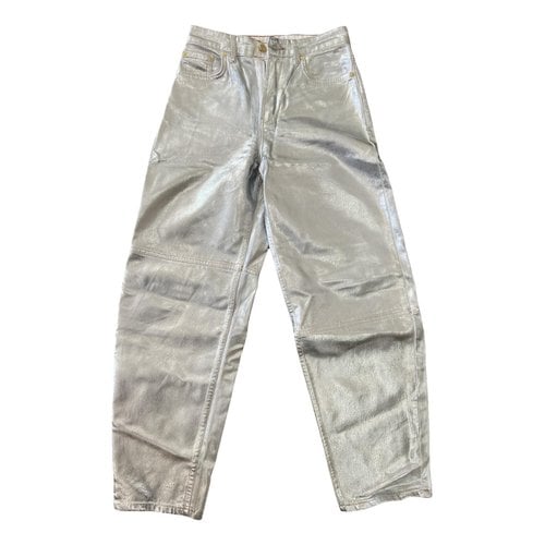 Pre-owned Ganni Boyfriend Jeans In Silver