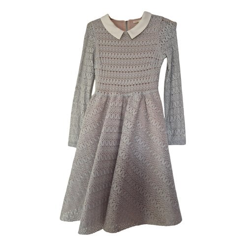 Pre-owned Maje Lace Mini Dress In Grey