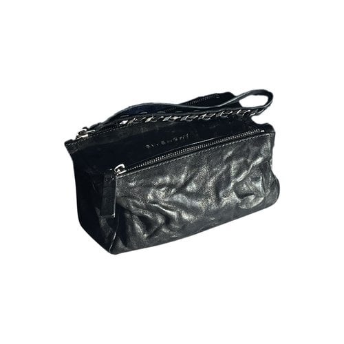 Pre-owned Givenchy Pandora Leather Clutch Bag In Black