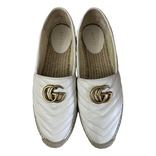Pre-owned Gucci Leather Espadrilles In White