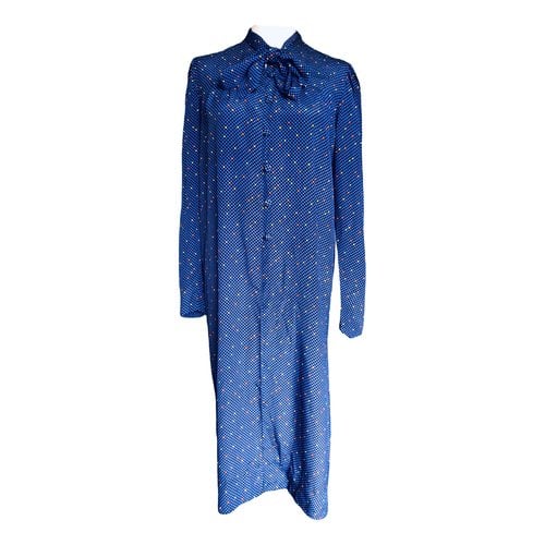 Pre-owned Guy Laroche Silk Maxi Dress In Blue