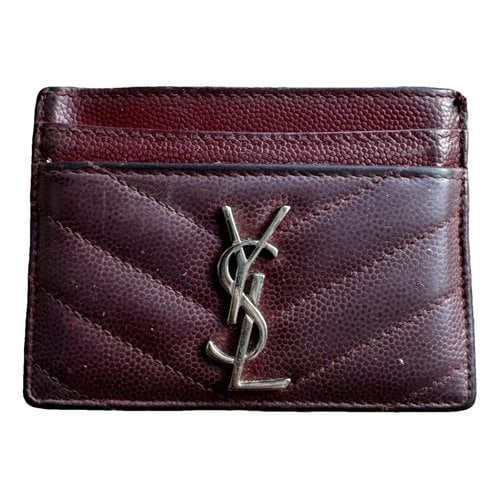 Pre-owned Saint Laurent Leather Clutch In Burgundy