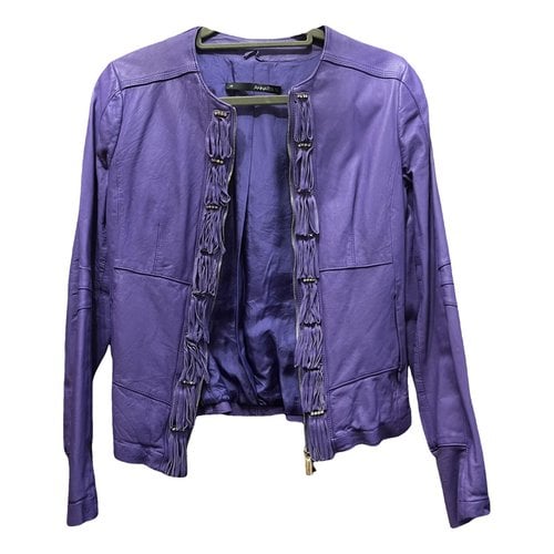 Pre-owned Annarita N Leather Biker Jacket In Purple