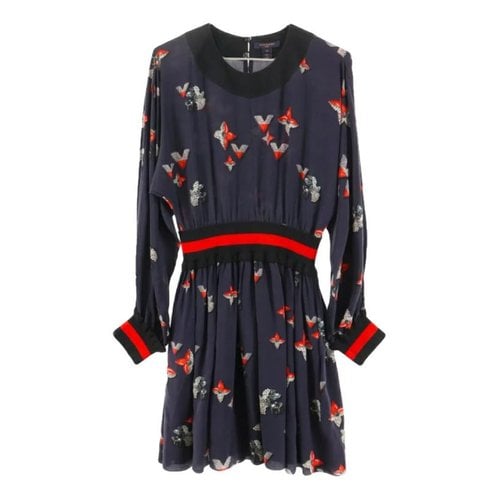 Pre-owned Louis Vuitton Silk Mid-length Dress In Navy