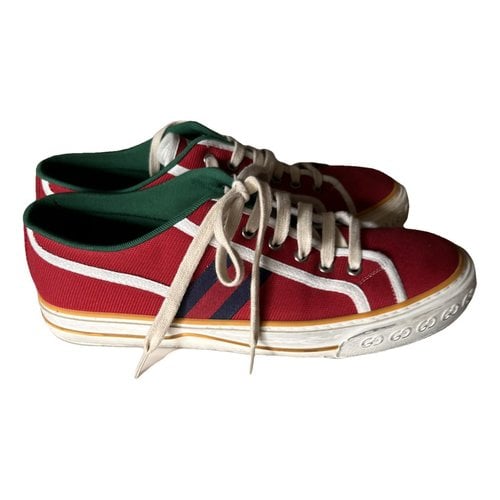 Pre-owned Gucci Cloth Low Trainers In Red