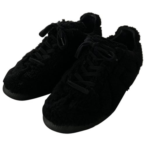 Pre-owned Maison Margiela Faux Fur Trainers In Black