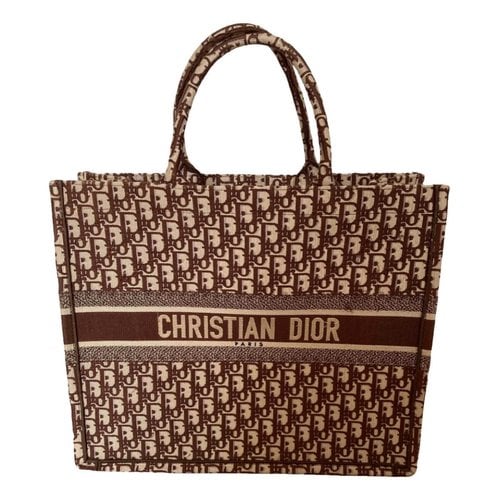 Pre-owned Dior Book Tote Cloth Tote In Brown