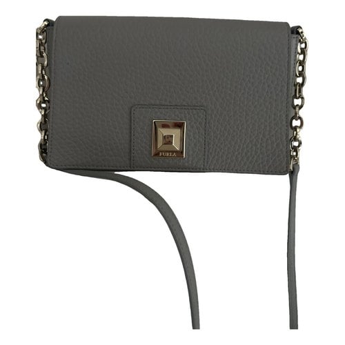 Pre-owned Furla Leather Clutch Bag In Grey