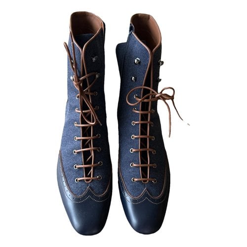 Pre-owned Giorgio Armani Leather Boots In Blue