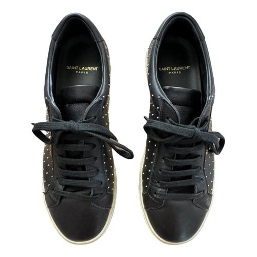 Pre-owned Saint Laurent Andy Leather Trainers In Black