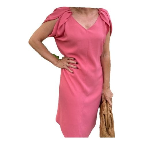 Pre-owned Prada Linen Mid-length Dress In Pink