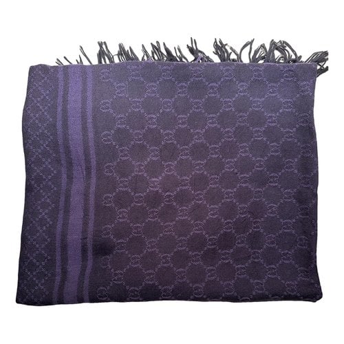 Pre-owned Gucci Wool Scarf In Purple