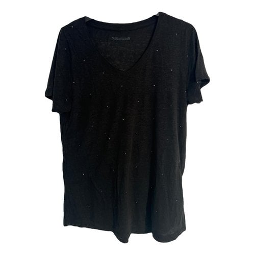 Pre-owned Zadig & Voltaire Linen T-shirt In Black