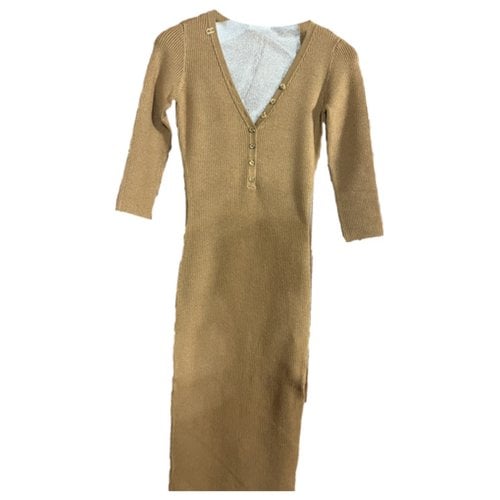 Pre-owned Elisabetta Franchi Silk Mid-length Dress In Brown