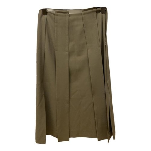 Pre-owned Tela Wool Mid-length Skirt In Khaki