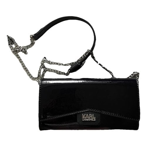 Pre-owned Karl Lagerfeld Patent Leather Clutch Bag In Black