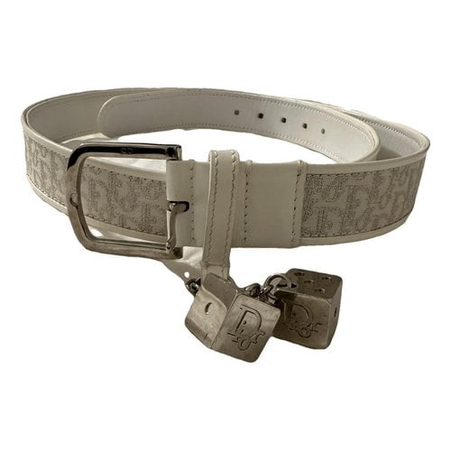 Pre-owned Dior Cloth Belt In White
