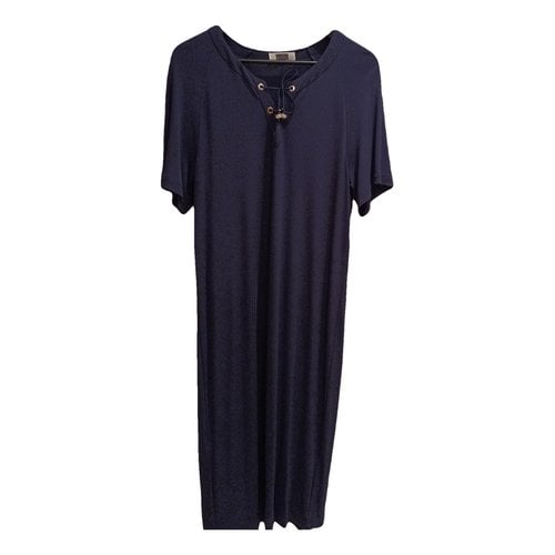 Pre-owned Krizia Maxi Dress In Navy