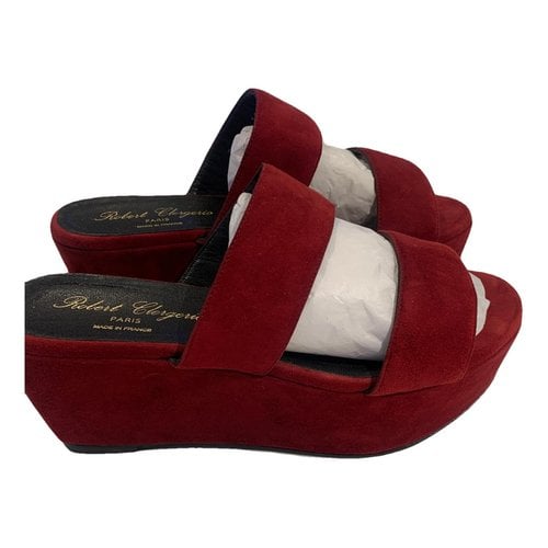 Pre-owned Robert Clergerie Mules & Clogs In Burgundy