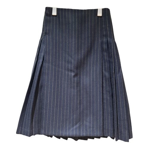 Pre-owned Moschino Wool Mid-length Skirt In Blue